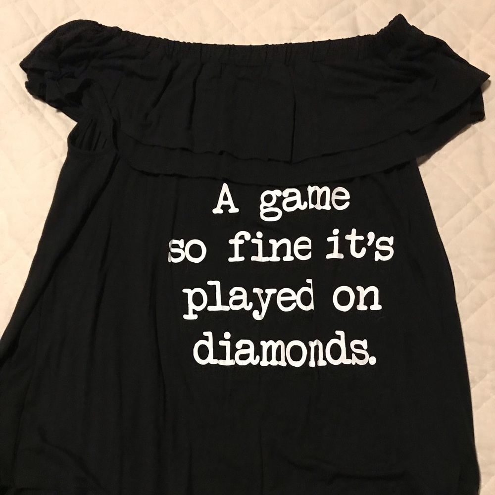 Cute, Flowy, off the shoulder baseball top